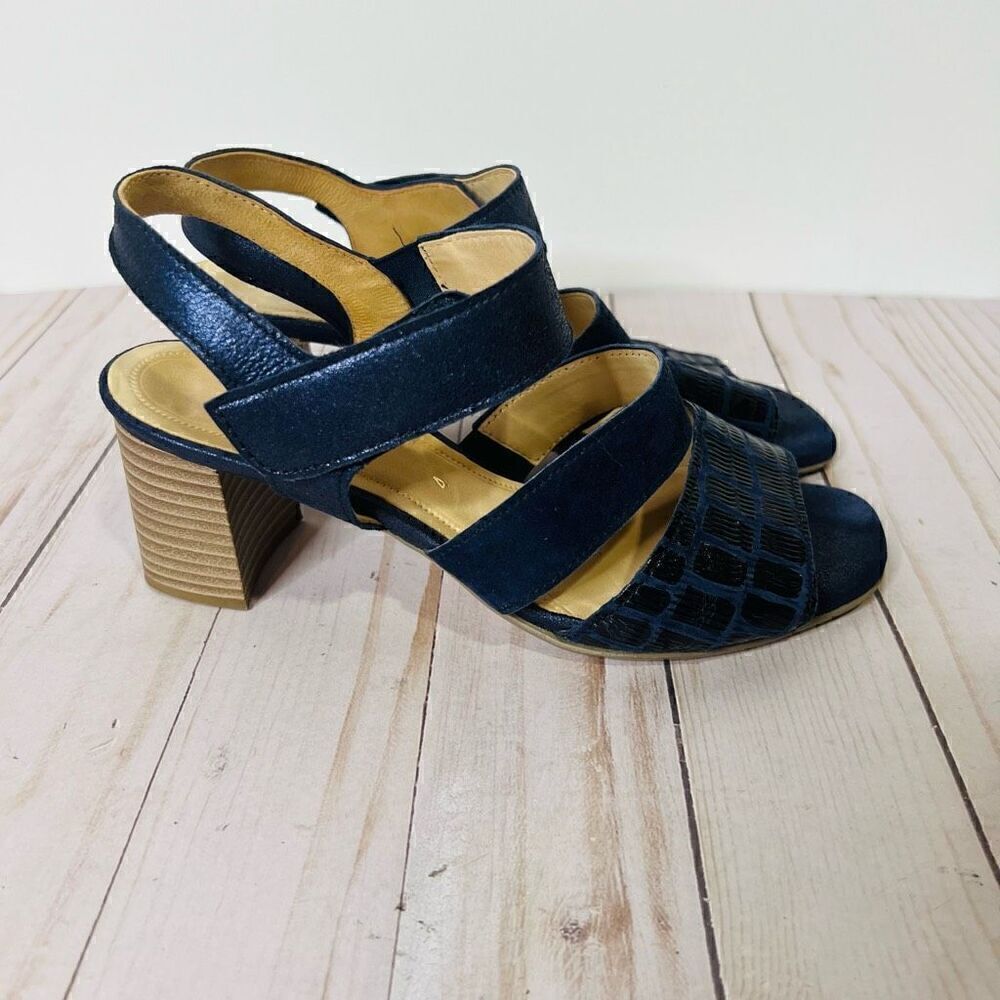Gabor Bluette Mississippi Midnight Blue Leather Sandals